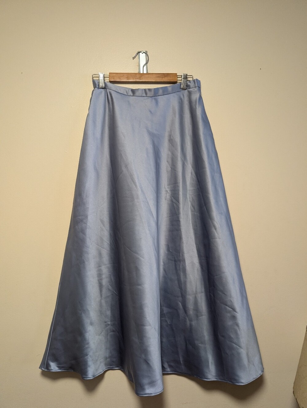 Vintage Michelangelo Blue Satin Maxi Skirt Size 10 Full Sweep Evening Formal
